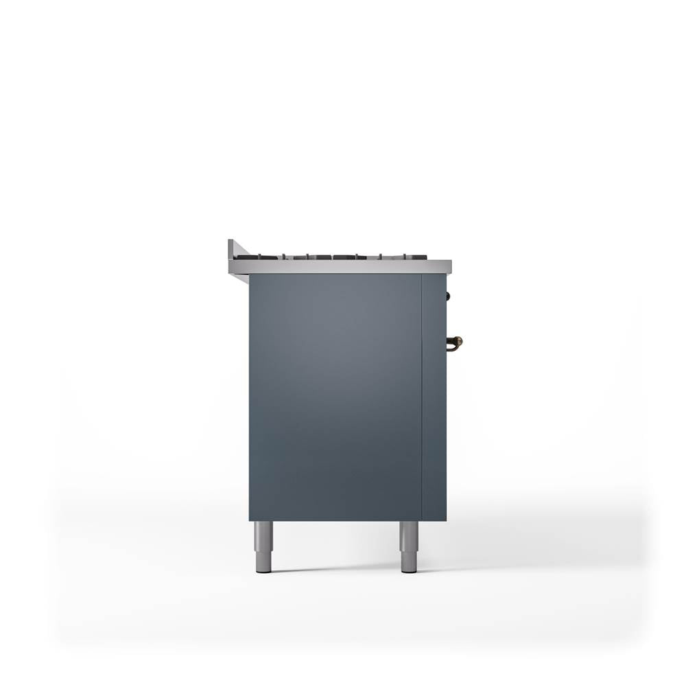 60'' Nostalgie II Series Freestanding Dual Fuel Range - Double Oven - Blue Grey - Bronze trim - Griddle - Natural Gas