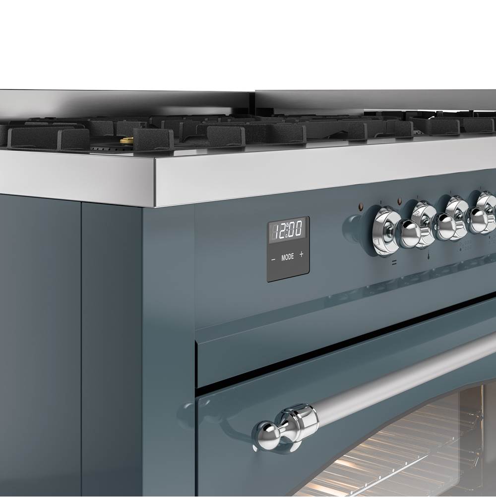 60'' Nostalgie II Series Freestanding Dual Fuel Range - Double Oven - Blue Grey - Bronze trim - Griddle - Natural Gas