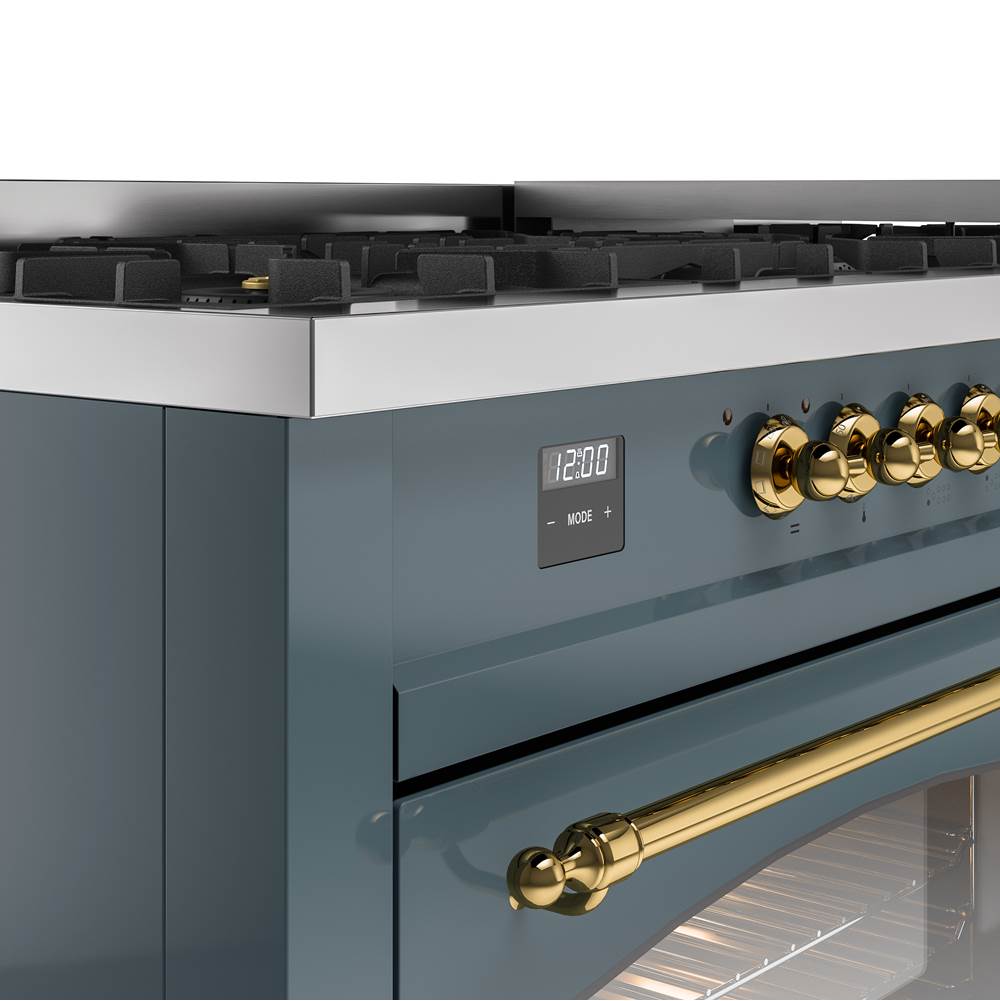 60'' Nostalgie II Series Freestanding Dual Fuel Range - Double Oven - Blue Grey - Bronze trim - Griddle - Natural Gas