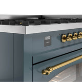 60'' Nostalgie II Series Freestanding Dual Fuel Range - Double Oven - Blue Grey - Bronze trim - Griddle - Natural Gas