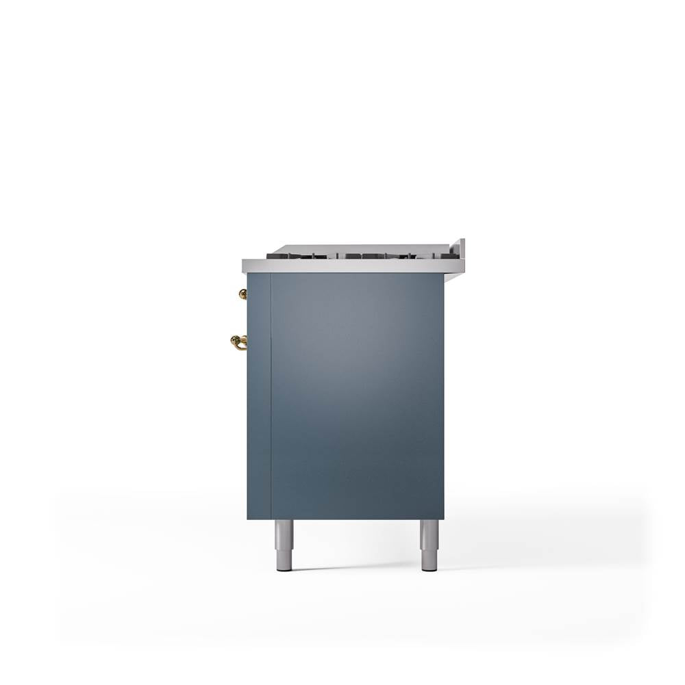 60'' Nostalgie II Series Freestanding Dual Fuel Range - Double Oven - Blue Grey - Bronze trim - Griddle - Natural Gas