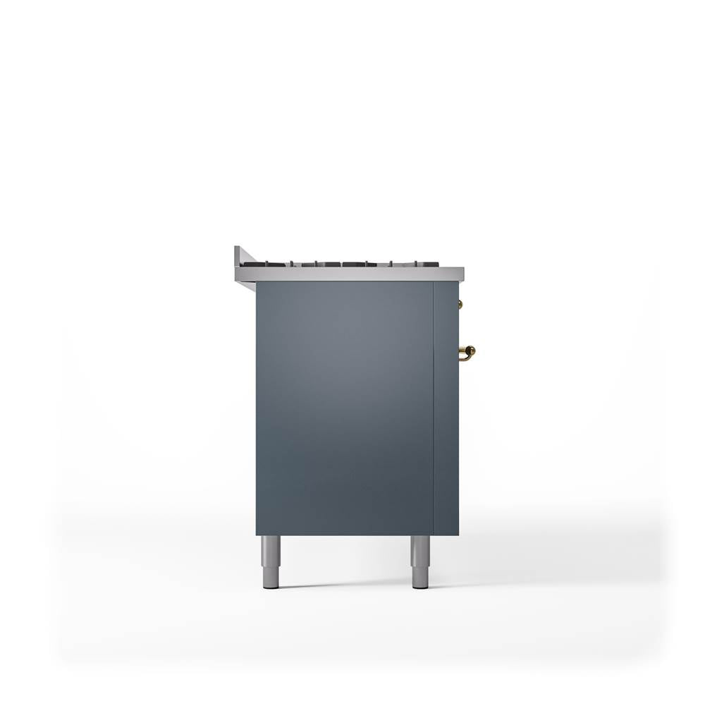 60'' Nostalgie II Series Freestanding Dual Fuel Range - Double Oven - Blue Grey - Bronze trim - Griddle - Natural Gas