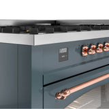60'' Nostalgie II Series Freestanding Dual Fuel Range - Double Oven - Blue Grey - Bronze trim - Griddle - Natural Gas