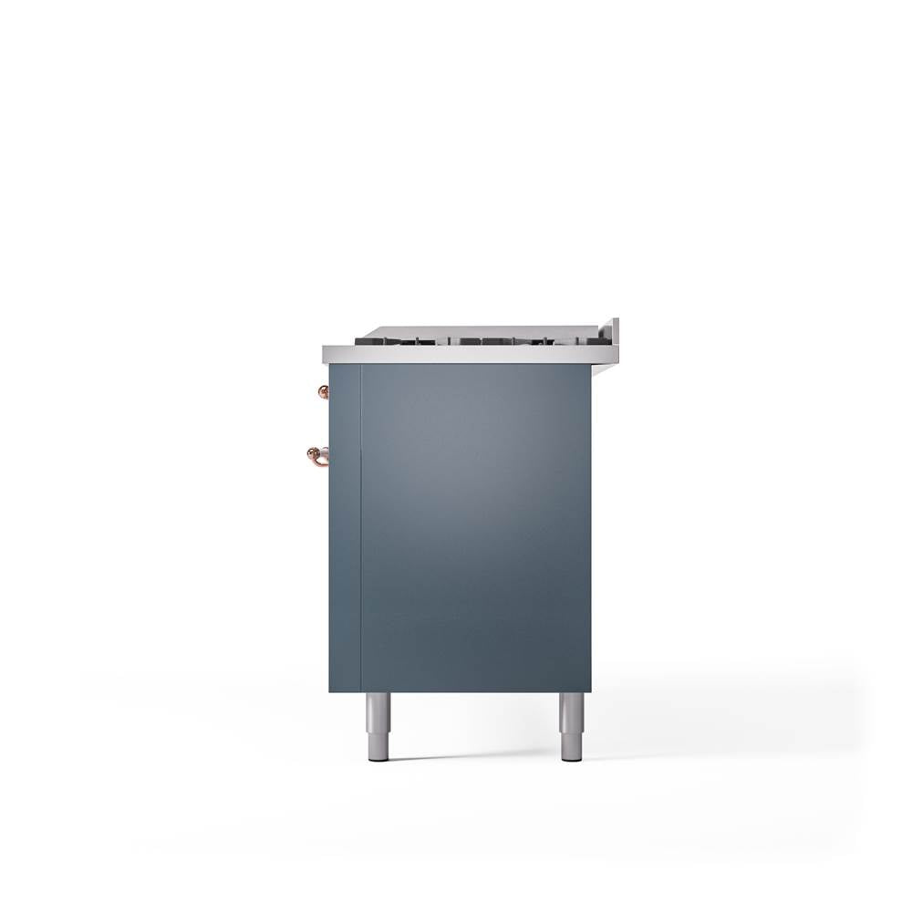 60'' Nostalgie II Series Freestanding Dual Fuel Range - Double Oven - Blue Grey - Bronze trim - Griddle - Natural Gas