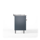 60'' Nostalgie II Series Freestanding Dual Fuel Range - Double Oven - Blue Grey - Bronze trim - Griddle - Natural Gas