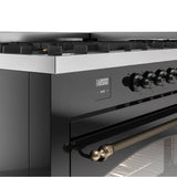 60'' Nostalgie II Series Freestanding Dual Fuel Range - Double Oven - Glossy Black - Bronze trim - Griddle - Natural Gas