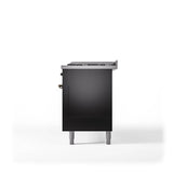 60'' Nostalgie II Series Freestanding Dual Fuel Range - Double Oven - Glossy Black - Bronze trim - Griddle - Natural Gas