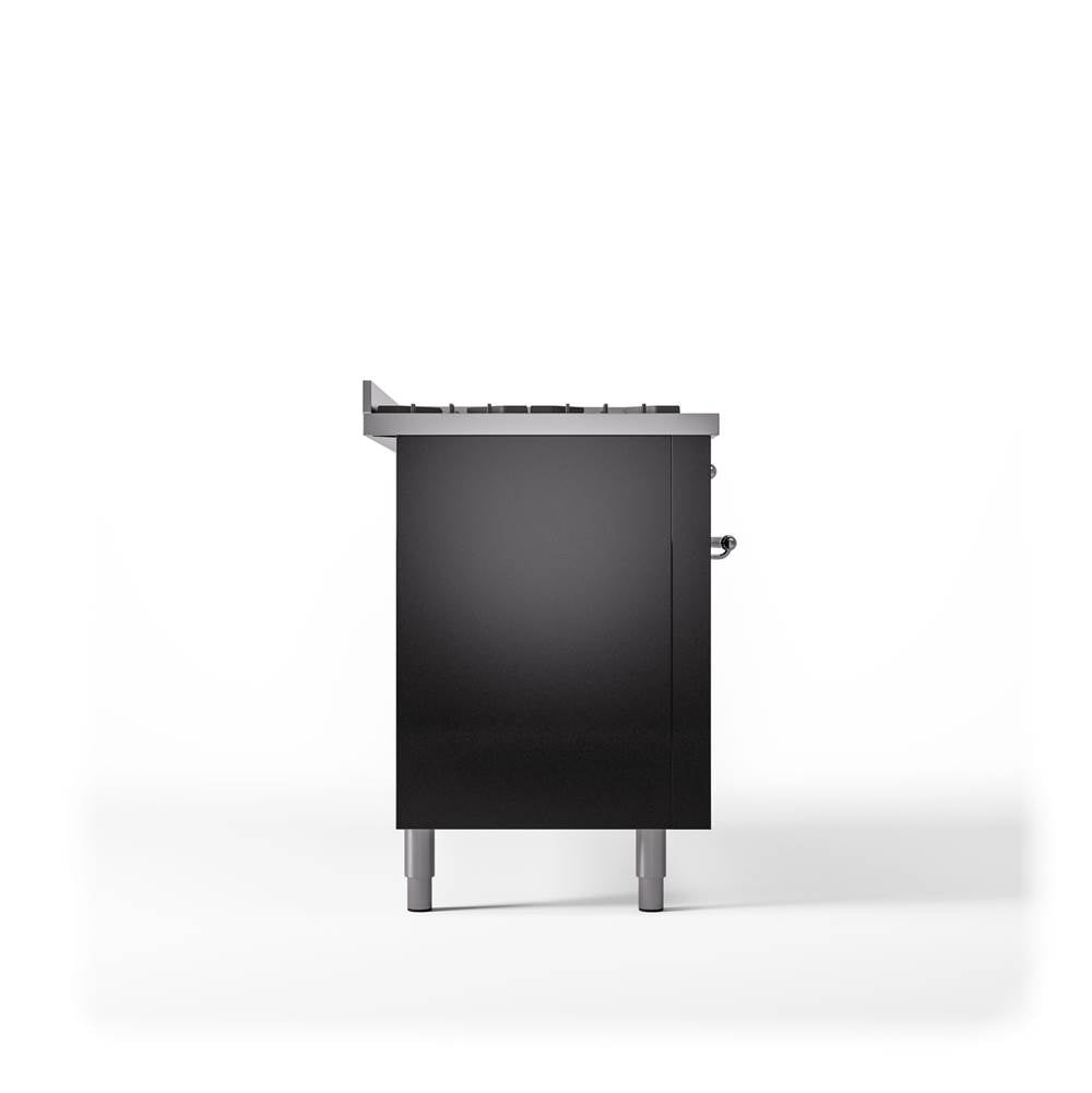 60'' Nostalgie II Series Freestanding Dual Fuel Range - Double Oven - Glossy Black - Bronze trim - Griddle - Natural Gas