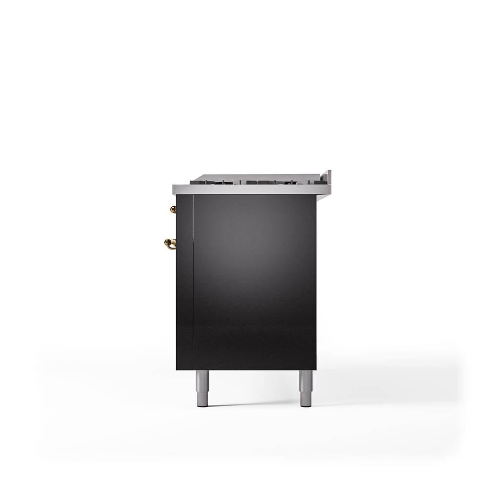 60'' Nostalgie II Series Freestanding Dual Fuel Range - Double Oven - Glossy Black - Bronze trim - Griddle - Natural Gas