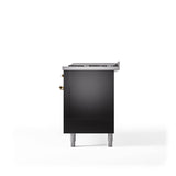60'' Nostalgie II Series Freestanding Dual Fuel Range - Double Oven - Glossy Black - Bronze trim - Griddle - Natural Gas