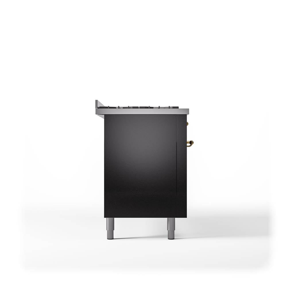60'' Nostalgie II Series Freestanding Dual Fuel Range - Double Oven - Glossy Black - Bronze trim - Griddle - Natural Gas