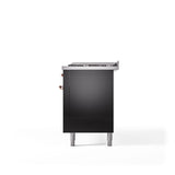 60'' Nostalgie II Series Freestanding Dual Fuel Range - Double Oven - Glossy Black - Bronze trim - Griddle - Natural Gas