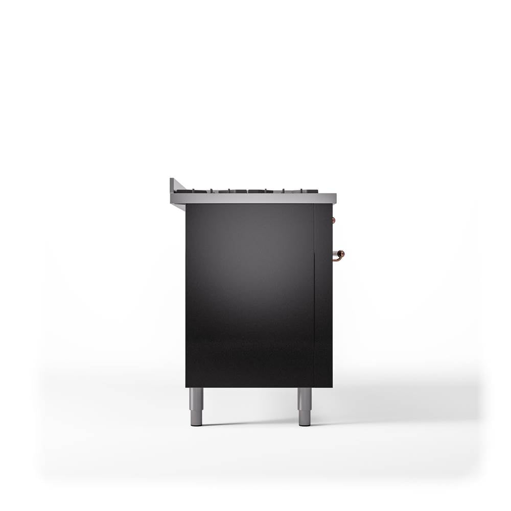 60'' Nostalgie II Series Freestanding Dual Fuel Range - Double Oven - Glossy Black - Bronze trim - Griddle - Natural Gas