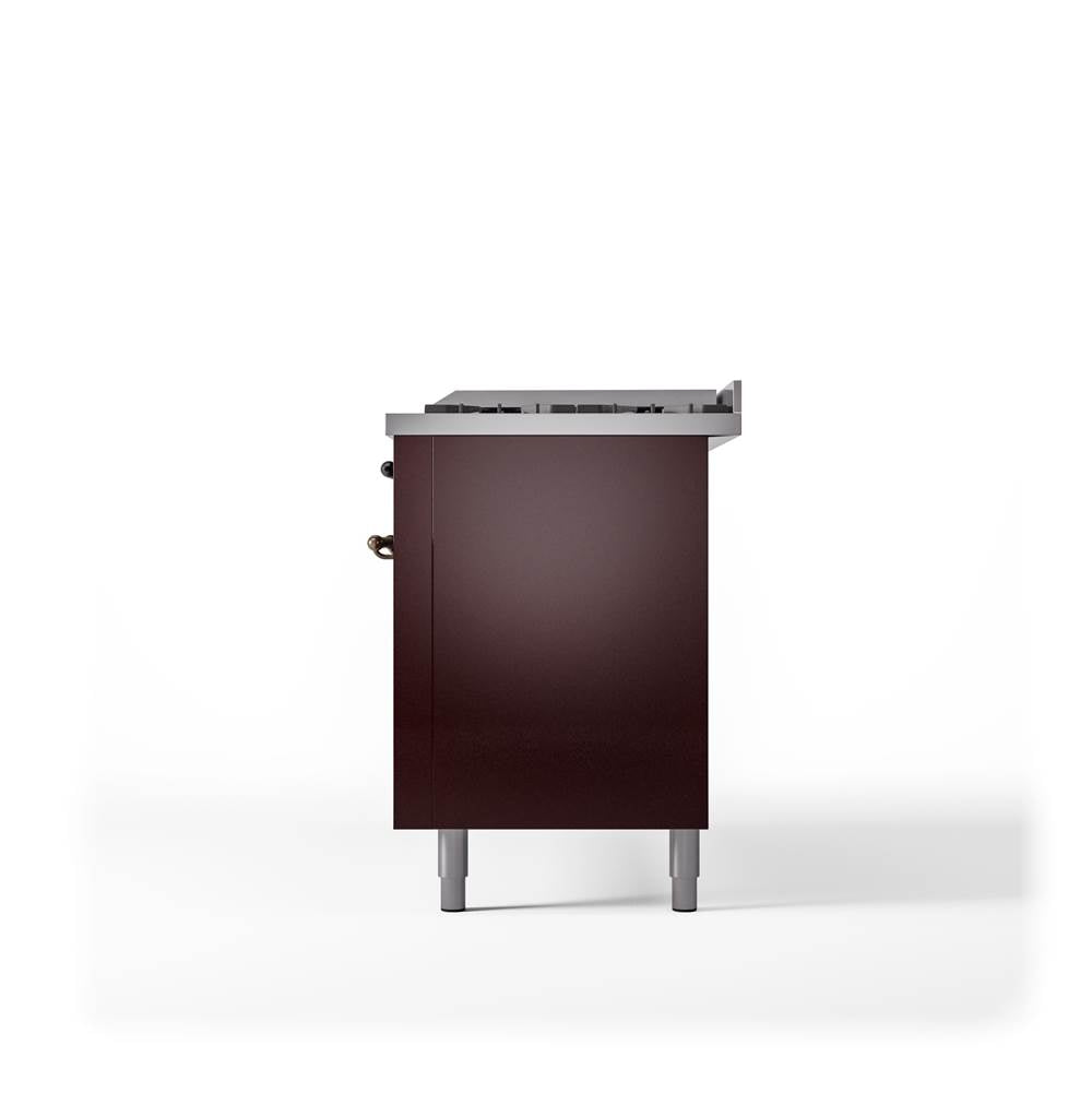 60'' Nostalgie II Series Freestanding Dual Fuel Range - Double Oven - Burgundy - Bronze trim - Griddle - Natural Gas