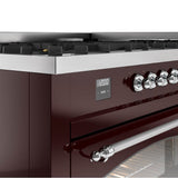 60'' Nostalgie II Series Freestanding Dual Fuel Range - Double Oven - Burgundy - Bronze trim - Griddle - Natural Gas