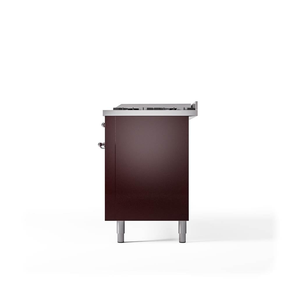 60'' Nostalgie II Series Freestanding Dual Fuel Range - Double Oven - Burgundy - Bronze trim - Griddle - Natural Gas