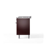 60'' Nostalgie II Series Freestanding Dual Fuel Range - Double Oven - Burgundy - Bronze trim - Griddle - Natural Gas
