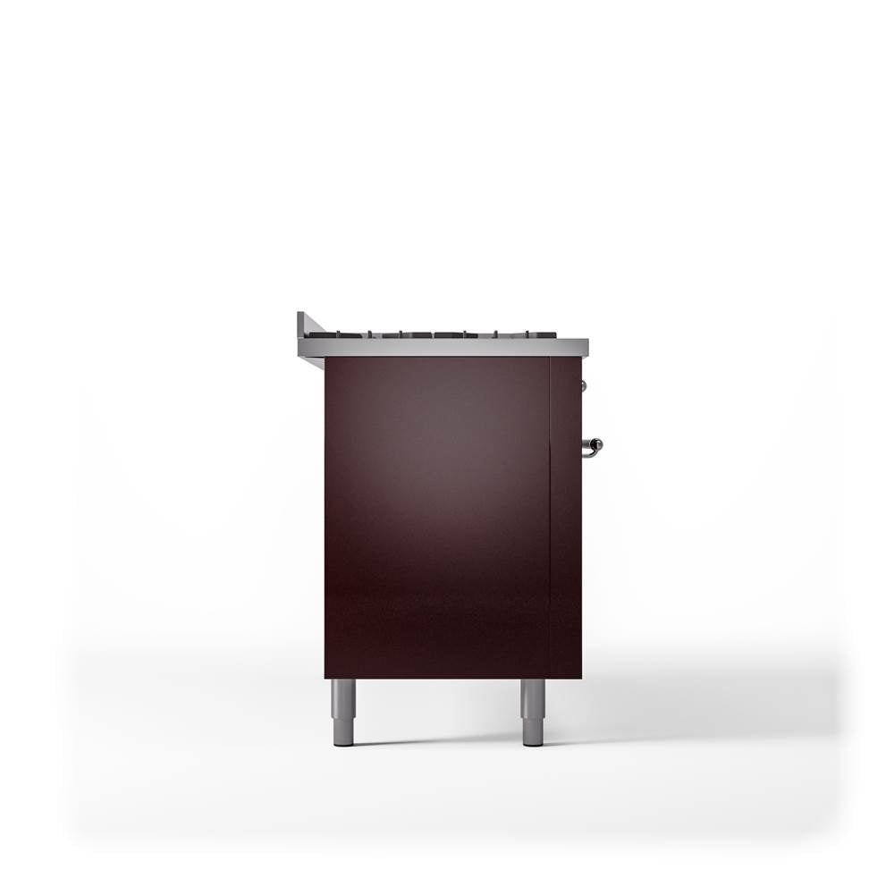 60'' Nostalgie II Series Freestanding Dual Fuel Range - Double Oven - Burgundy - Bronze trim - Griddle - Natural Gas