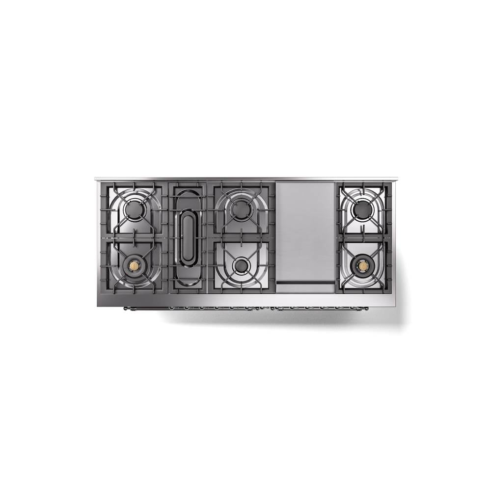 60'' Nostalgie II Series Freestanding Dual Fuel Range - Double Oven - Burgundy - Bronze trim - Griddle - Natural Gas
