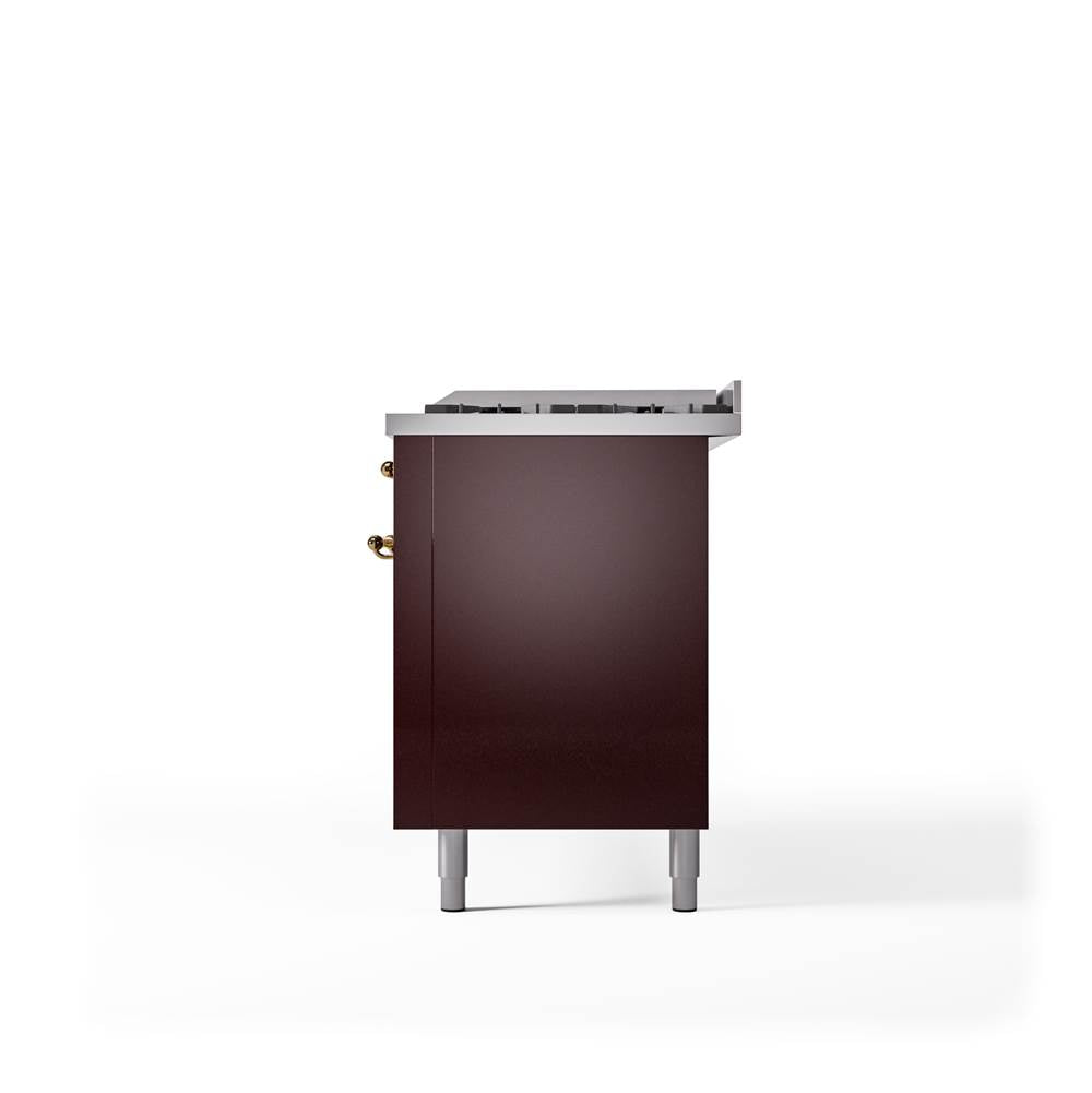 60'' Nostalgie II Series Freestanding Dual Fuel Range - Double Oven - Burgundy - Bronze trim - Griddle - Natural Gas