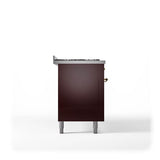 60'' Nostalgie II Series Freestanding Dual Fuel Range - Double Oven - Burgundy - Bronze trim - Griddle - Natural Gas