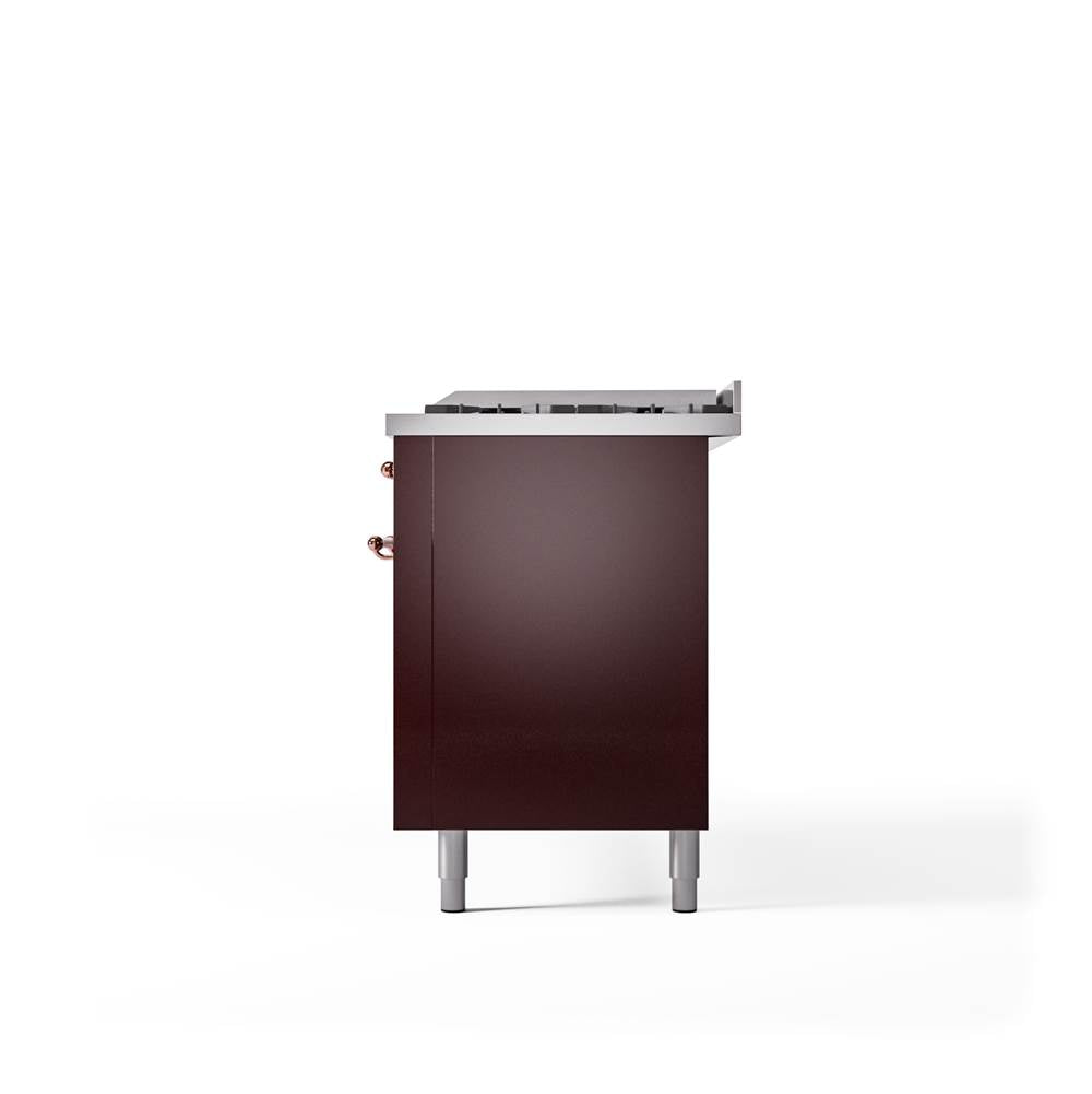 60'' Nostalgie II Series Freestanding Dual Fuel Range - Double Oven - Burgundy - Copper trim - Griddle - Natural Gas