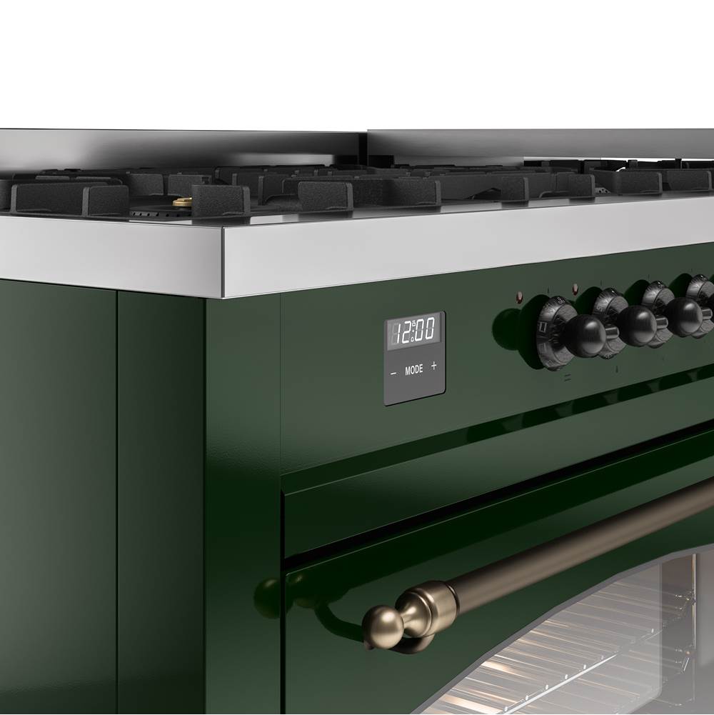 60'' Nostalgie II Series Freestanding Dual Fuel Range - Double Oven - Emerald Green - Bronze trim - Griddle - Natural Gas
