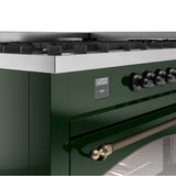 60'' Nostalgie II Series Freestanding Dual Fuel Range - Double Oven - Emerald Green - Bronze trim - Griddle - Natural Gas