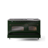 60'' Nostalgie II Series Freestanding Dual Fuel Range - Double Oven - Emerald Green - Bronze trim - Griddle - Natural Gas