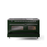 60'' Nostalgie II Series Freestanding Dual Fuel Range - Double Oven - Emerald Green - Bronze trim - Griddle - Natural Gas