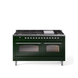 60'' Nostalgie II Series Freestanding Dual Fuel Range - Double Oven - Emerald Green - Bronze trim - Griddle - Natural Gas