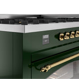 60'' Nostalgie II Series Freestanding Dual Fuel Range - Double Oven - Emerald Green - Bronze trim - Griddle - Natural Gas