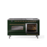 60'' Nostalgie II Series Freestanding Dual Fuel Range - Double Oven - Emerald Green - Bronze trim - Griddle - Natural Gas