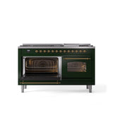 60'' Nostalgie II Series Freestanding Dual Fuel Range - Double Oven - Emerald Green - Bronze trim - Griddle - Natural Gas