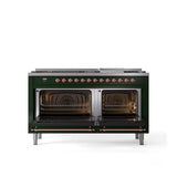 60'' Nostalgie II Series Freestanding Dual Fuel Range - Double Oven - Emerald Green - Bronze trim - Griddle - Natural Gas