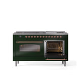 60'' Nostalgie II Series Freestanding Dual Fuel Range - Double Oven - Emerald Green - Bronze trim - Griddle - Natural Gas