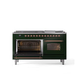 60'' Nostalgie II Series Freestanding Dual Fuel Range - Double Oven - Emerald Green - Bronze trim - Griddle - Natural Gas