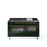 60'' Nostalgie II Series Freestanding Dual Fuel Range - Double Oven - Emerald Green - Bronze trim - Griddle - Natural Gas