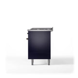 60'' Nostalgie II Series Freestanding Dual Fuel Range - Double Oven - Midnight Blue - Bronze trim - Griddle - Natural Gas