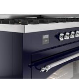 60'' Nostalgie II Series Freestanding Dual Fuel Range - Double Oven - Midnight Blue - Bronze trim - Griddle - Natural Gas