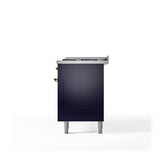 60'' Nostalgie II Series Freestanding Dual Fuel Range - Double Oven - Midnight Blue - Bronze trim - Griddle - Natural Gas