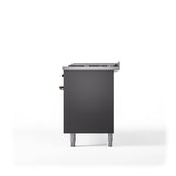 60'' Nostalgie II Series Freestanding Dual Fuel Range - Double Oven - Matte Graphite - Bronze trim - Griddle - Natural Gas
