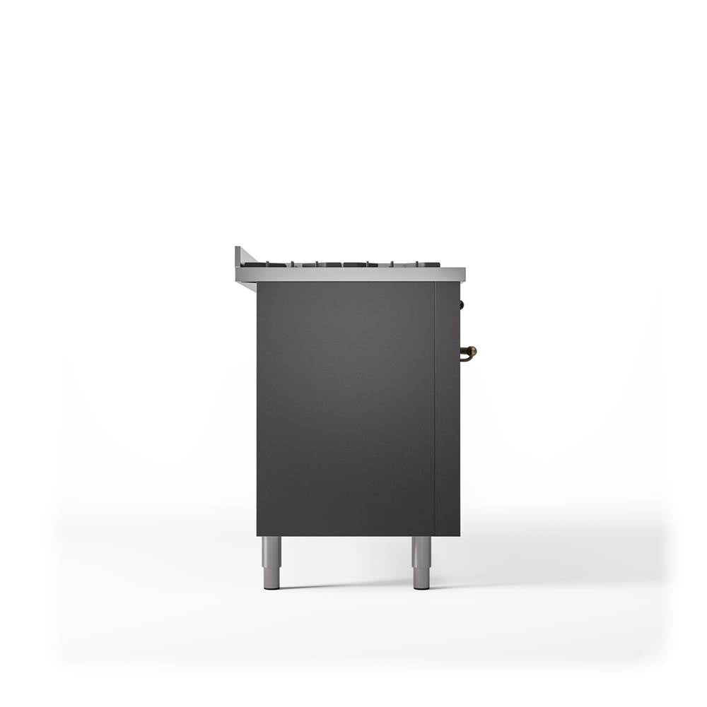 60'' Nostalgie II Series Freestanding Dual Fuel Range - Double Oven - Matte Graphite - Bronze trim - Griddle - Natural Gas