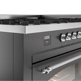 60'' Nostalgie II Series Freestanding Dual Fuel Range - Double Oven - Matte Graphite - Bronze trim - Griddle - Natural Gas