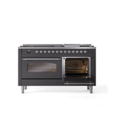 60'' Nostalgie II Series Freestanding Dual Fuel Range - Double Oven - Matte Graphite - Bronze trim - Griddle - Natural Gas