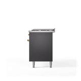 60'' Nostalgie II Series Freestanding Dual Fuel Range - Double Oven - Matte Graphite - Bronze trim - Griddle - Natural Gas