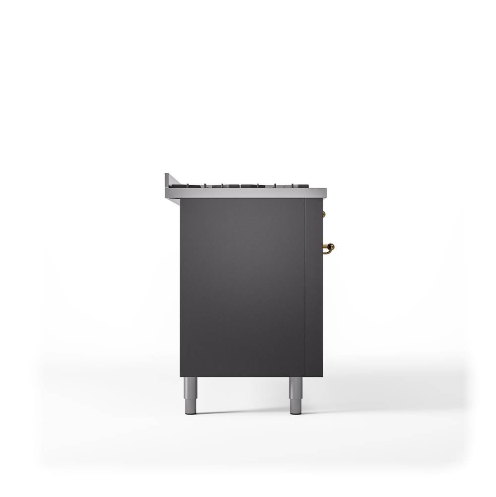 60'' Nostalgie II Series Freestanding Dual Fuel Range - Double Oven - Matte Graphite - Bronze trim - Griddle - Natural Gas