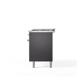 60'' Nostalgie II Series Freestanding Dual Fuel Range - Double Oven - Matte Graphite - Bronze trim - Griddle - Natural Gas