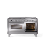 60'' Nostalgie II Series Freestanding Dual Fuel Range - Double Oven - Stainless Steel - Bronze trim - Griddle - Natural Gas
