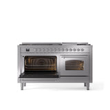 60'' Nostalgie II Series Freestanding Dual Fuel Range - Double Oven - Stainless Steel - Bronze trim - Griddle - Natural Gas